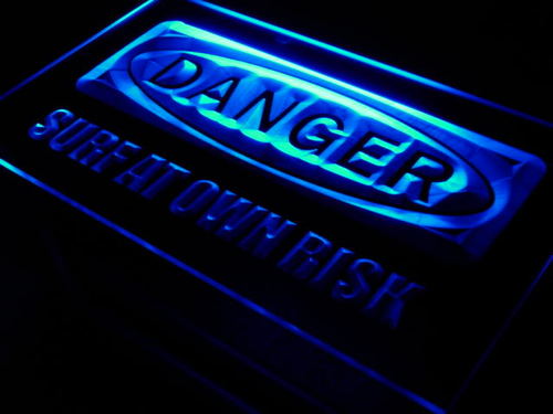 Danger Surf at Own Risk Beach Neon Light Sign